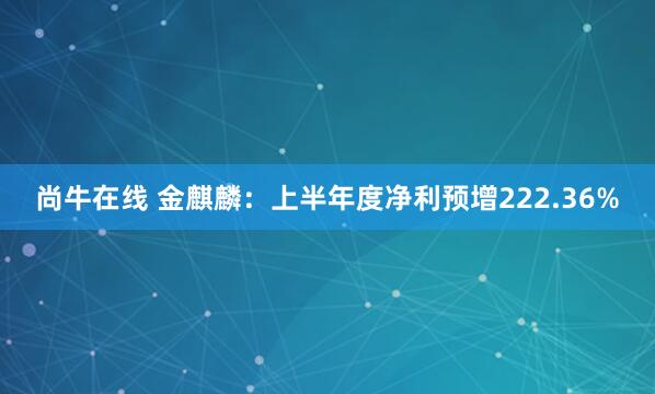 尚牛在线 金麒麟：上半年度净利预增222.36%