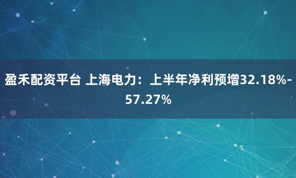 盈禾配资平台 上海电力：上半年净利预增32.18%-57.27%