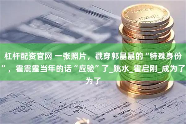杠杆配资官网 一张照片，戳穿郭晶晶的“特殊身份”，霍震霆当年的话“应验”了_跳水_霍启刚_成为了